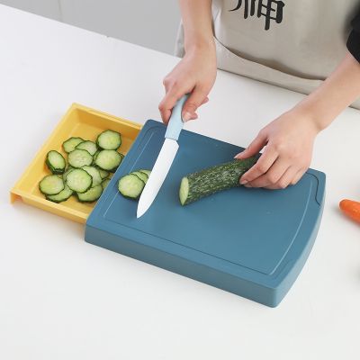 [COD] chopping board kitchen plastic with drawer vegetable artifact home grater preparation plate three-in-one