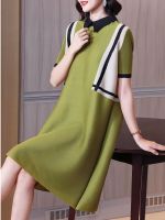 2023 Hot Miyake high-end temperament mothers summer dress  new pleated short-sleeved large size womens skirt for fat mm