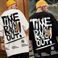 ARE [M～5XL]️เสื้อยืด️ TIME RUN คอกลม แขนสั้น แฟชั่นและการพักผ่อน #W16