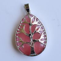 New Fashion Jewelry Amethysts Rose Pink Quartz Lapis Stone Teardrop Bead Chakra Tree Pendant 12pcslot Wholesale free shipping