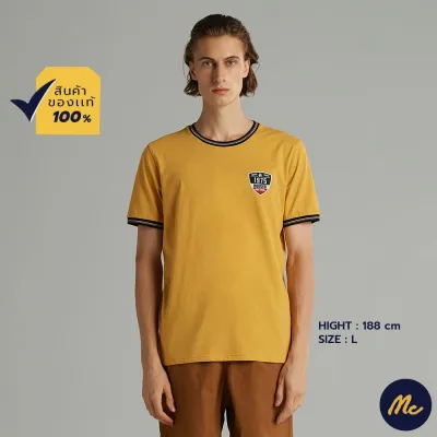 Mc Jeans เสื้อยืดแขนสั้นผู้ชาย คอกลม สีเหลือง ผ้านุ่ม ระบายอากาศได้ดี MTSZ827