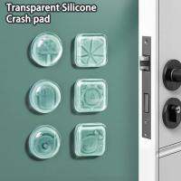 2Pcs Silicone Door Stoppers Transparent Punch-free Non-slip Round/Square Cartoon Doorknob Bumpers Furniture Protective Plugs Decorative Door Stops