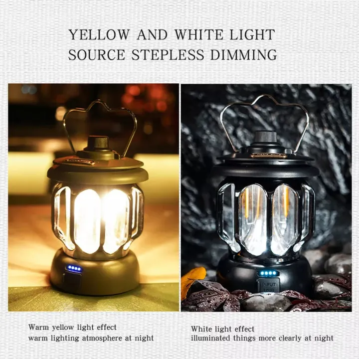 Portable Retro Camping Lantern 3 Lighting Modes Tent Light Hanging