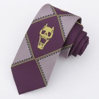 Anime Jojo Bizarre Adventure Necktie KILLER QUEEN Kira Yoshikage Skull Neck Tie Halloween Cosplay Costumes Accessories Man Woman