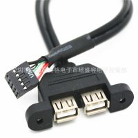 ✵✸๑ 30cm 50cm Dual USB 2.0 A Type Female to Motherboard 9 Pin Header Cable with Screw Panel Holes free shipping