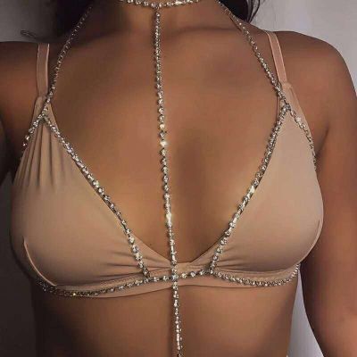 【YF】 Sexy Women Shiny Crystal Rhinestone Bra Chest Body Chain Fashion Leg Chains Bikini Jewelry For Summer Beach Dress