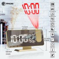 1Pc LED Mirror Large Screen Digital Alarm Clock Temperature And Humidity Electronic Desktop Clocks Radio Projector Function