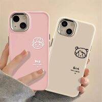 ปุ่มโลหะซิลิโคนเคสโทรศัพท์สำหรับIPhone 14 13 12 Pro Maxคู่น่ารักนุ่มปลอกกันกระแทกโทรศัพท์มือถือPrecticer