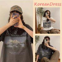 KoreanDress?（พร้อมส่งจากกทม มาถึงใน 3-5 วัน）เสื้อ ยืด ผู้หญิง?Oversizeเสื้อยืดพิมพ์ลายแขนสั้นทรงหลวมสไตล์เกาหลี