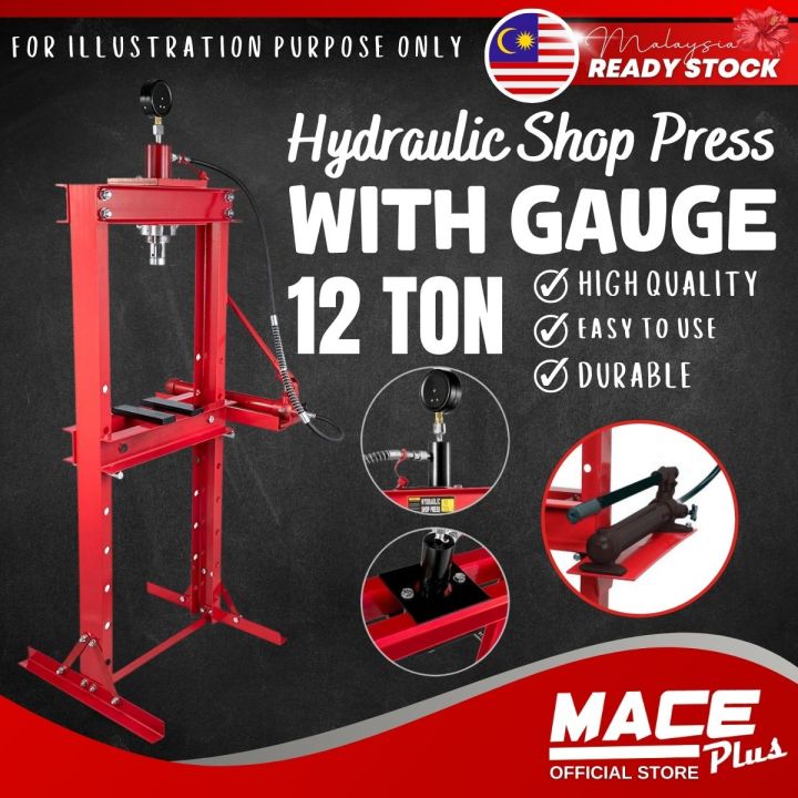 12 TON Heavy Duty Hydraulic Shop Press Machine With Gauge Meter Car ...