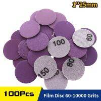 100 Pack Sanding disc 1 Inch Film Hook Loop 60-10000 Grit 25mm Sandpaper Wet Dry for Wood Metal Automotive Finishing Grinding