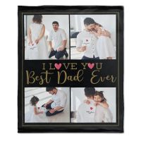 Best Dad Custom Blanket Super Soft Fannel Blankets Sofa Bedding Travel Love Memories Throw Blanket Customized Gifts for Dad/Mom