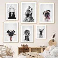 ❒▣ สุนัขลูกสุนัข Bulldog สปาสเก็ตบอร์ด Salon Nursery Wall Art ภาพวาดผ้าใบ Nordic โปสเตอร์และพิมพ์ภาพผนังเด็กตกแต่งห้อง