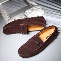 Spring Luxury Cow Suede Leather Loafers Mens Beige Leather Flat Soft Sole Casual shoes Moccasin Wedding Shoes Large size：38-52 Shoes Accessories