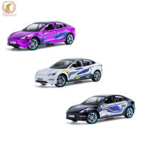 1/24 MODEL3 Diecast Alloy Car With Sound Light Pull Back Steering Racing Car Model Toys For Boys Birthday Gifts