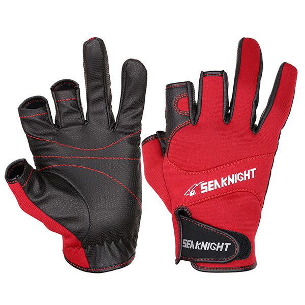 2021SeaKnight SK03 Sport Winter Fishing Gloves 1PairLot 3 Half-Finger Breathable Leather Gloves Neoprene &amp; PU Fishing Equipment