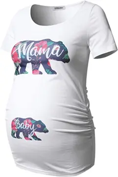 Maternity Mama Bear Funny Pregnancy T shirt Novelty Gift for Mom Mothers  Day (Floral) - S 