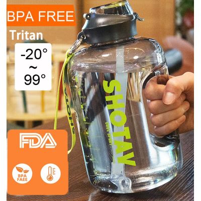 BPA FREE Gallon Sport Bottle with Straw 1.5 2L Liter Water Bottl Kettle with Time Marker Waterbottle Cup Tritan or PC Option
