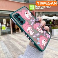 YIWESAN เคสสำหรับ OPPO Reno 5 Reno 5 Pro Reno 5K 5G เคส X3 Lite ลายการ์ตูน My Melody มีน้ำค้างแข็งโปร่งใสแบบแข็งเคสขอบสี่เหลี่ยมด้านข้างปลอกซิลิโคนกล้องกันกระแทกเคสนิ่ม