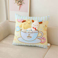 Sanrio การ์ตูนโยนหมอนน่ากอดของเล่นตุ๊กตาโดนัท Cinnamoroll Pom Pom Purin Pochacco อะนิเมะ Plushies เบาะหลังเก้าอี้โซฟา