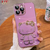 เคสซิลิโคนเรียบหรูสำหรับ Iphone 15 Pro Max 15 Plus Iphone 14 Pro Max Iphone 13 Pro Max Iphone 12 Pro Max Iphone 11 Pro Max Iphone 12 Mini Iphone 11 Mini Iphone 11 Mini Electroplated Kitty Cat Touch-Up ขาตั้งกระจก