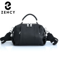 Zency Genuine Leather Casual Multiple Pockets Crossbody Bag Female Handbag Box Young Shoulder Black Women Tote Small Lightweight