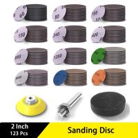 2 Inch Sanding Disc 123 Pcs with Wet and Dry Sandpaper 60-10000 Grits Backer Plate and Foam Buffering Pad for Wood Metal Car Power Sanders