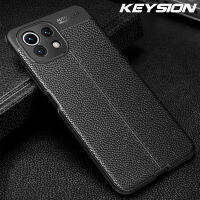 KEYSION Kes กันกระแทกสำหรับ Xiaomi Mi 11 Lite 5G NE 11i Tekstur Kulit Lembut Silikon Efon Kembali Tutup สำหรับ Xiaomi Mi 10 Lite 10T