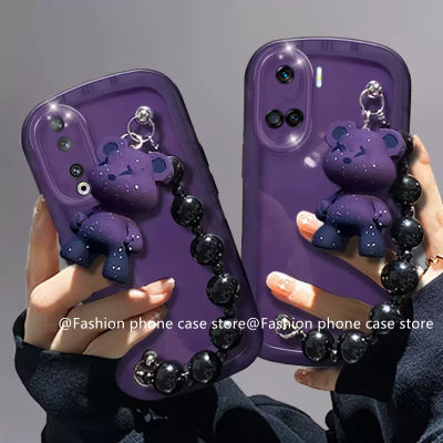 Phone Case เคส Honor90 Honor 90 Lite 5G เคสแฟชั่นขายดีพร้อมกำไลข้อมือตุ๊กตาป้องกันเลนส์สีทึบซองนุ่มใส2023