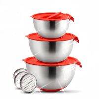 Mixing Bowls Stainless Steel Non-Slip DIY Cake Bread Salad Mixer Kitchen Baking Cooking Tool with Cover Grater Food Container