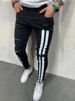 【CW】2020 Fashion Streetwear Men Jeans Vintage Blue Color Thin Destroyed Ripped Jeans Broken Punk Pants Homme Hip Hop Jeans Men