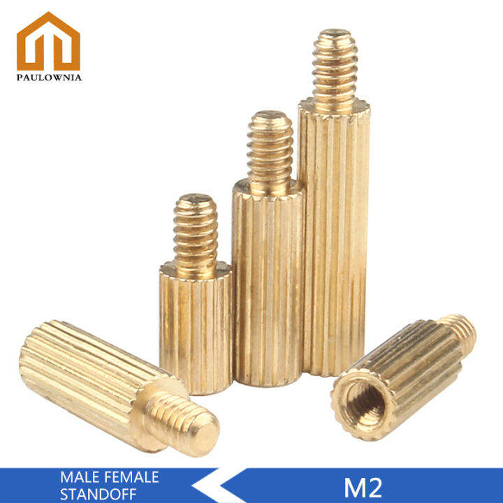 Ready Stock M2 Brass Round Standoff MaleFemale Knurled Cylindrical PCB