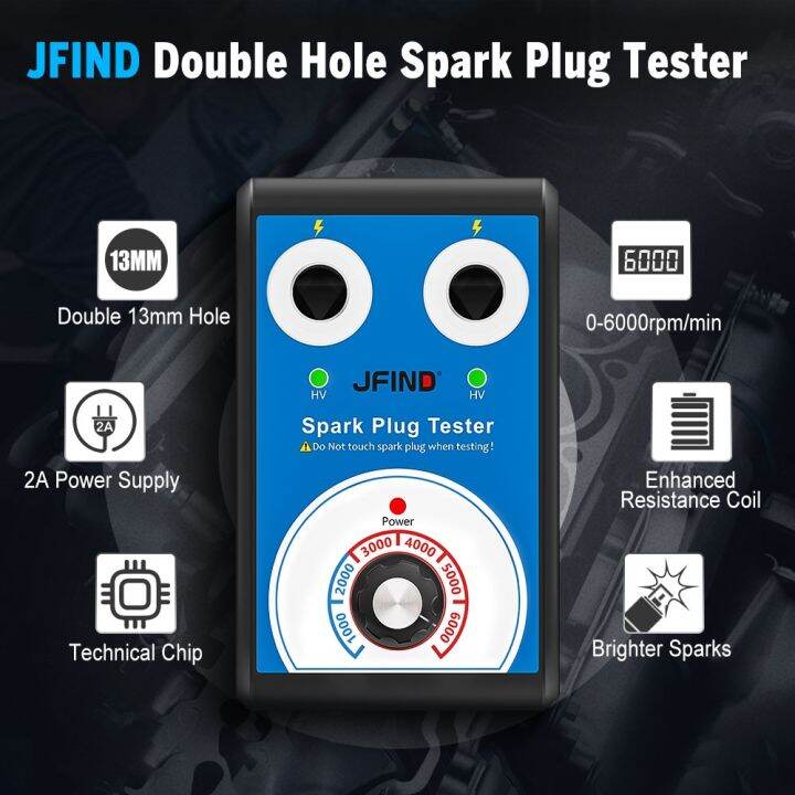 jfind-jf109-13mm-double-hole-car-motorcycle-auto-spark-plug-tester-110v-220v-to-12v-automotive-detector-ignition-analyzer-tools