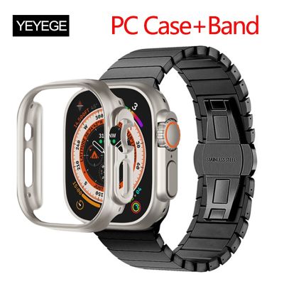 PC Bumper Case+Stainless Steel Band For Apple Watch Ultra 49mm 42mm 45mm Metal Link Bracelet For iWatch 44mm 41mm 38 40mm Correa Straps