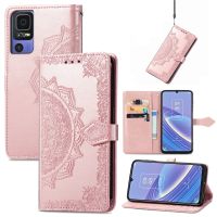 สำหรับ TCL 40 SE Mandala ดอกไม้นูนหนังเคสโทรศัพท์ (ทองคำสีกุหลาบ)(A Plus Mall)