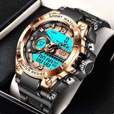 （A Decent035）LIGEMenWatch Shock MilitaryWatches FashionElectronic Wristwatch Mens Reloj Inteligente Hombre