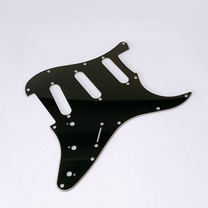 black-3-ply-11-holes-sss-guitar-pickguard-anti-scratch-plate-for-st-fd-electric