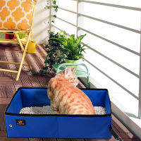 Portable Folding Simple Cat Litter Box Oxford Cloth Waterproof Coating Pure Color Semi Encirclement Easy Clean Toilet