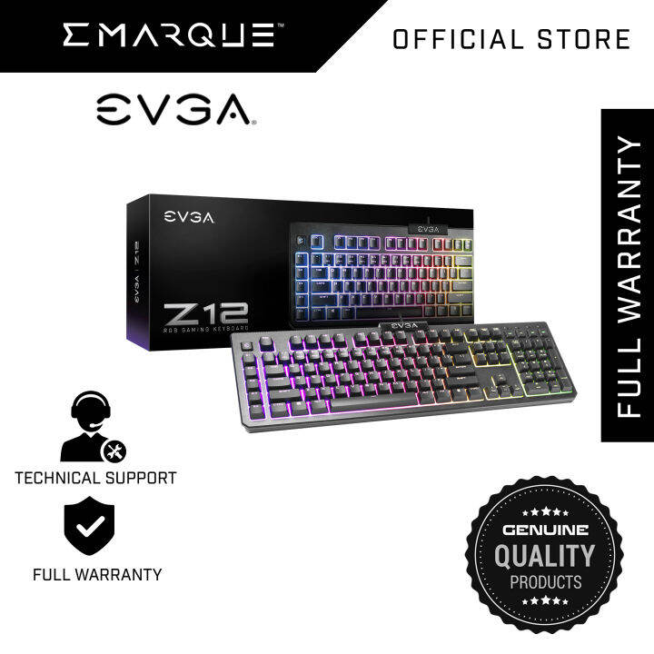 // EVGA Z12 — Full Size RGB Gaming Keyboard — Membrane Switch // Lazada