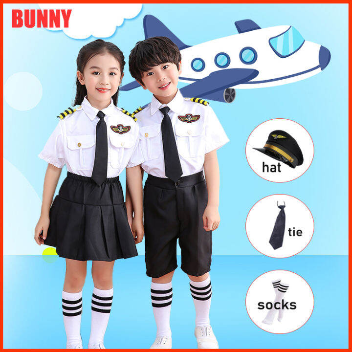 Pilot Flight Attendant Career Costume for Kids Carnival Airforce ...