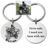 【CW】✘⊙  Custom Car Photo Keychain Personalized Motorcycle KeyChain Autocycle Picture Keyring Engraved Chains New Driver for Him