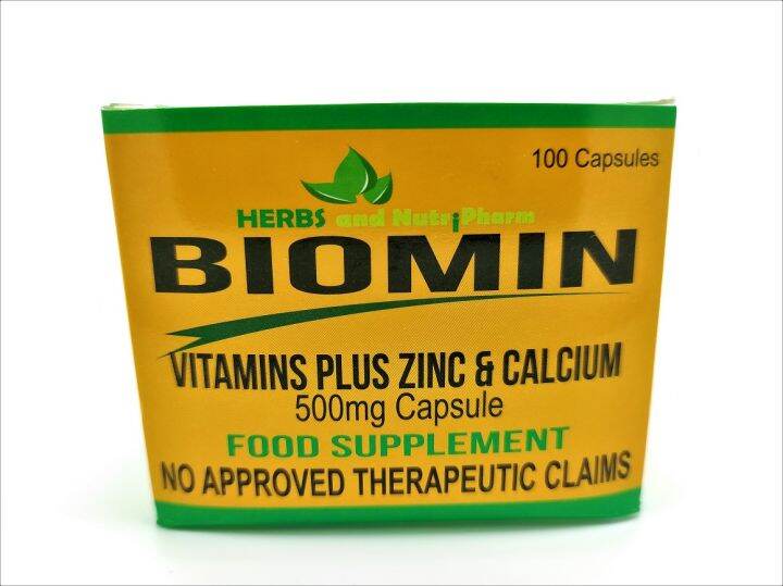 VITAMINS Plus ZINC & CALCIUM (BIOMIN) 500mg Capsule (FDA Approved) 100