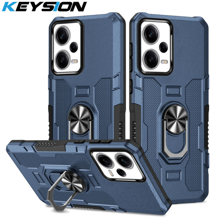 Keysion Shockproof Armor Case For Xiaomi Poco X5 Pro 5g Siliconepc Metal Ring Stand Phone Back 7339