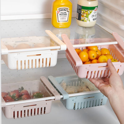 ชั้นเก็บของ ยึดหดได้ แบบลิ้นชัก กล่องใส่อาหารชั้นเก็บของแบ่งชั้นลิ้นชักแบบดึงออกได้ ลิ้นชักเก็บของในตู้เย็น Retractable storage shelves Abele