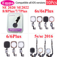 10 ชิ้น, ปุ่มโฮมสำหรับ iPhone 8 7 Plus 6 6s 5s SE 2022 พร้อม Flex Cable Main Key Return Functions ไม่มีเซ็นเซอร์ลายนิ้วมือ Touch ID-DFGN STORE