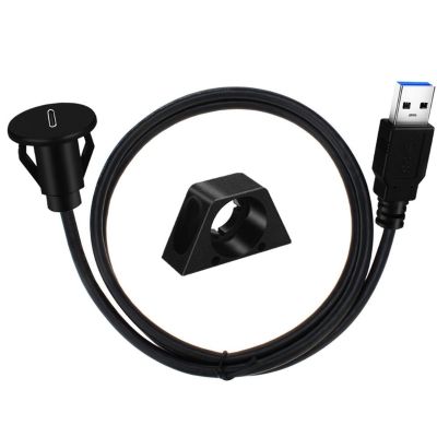 Kabel Flush Mount Mobil Kecil USB 3.0 Male to Type C Female Panel Mount Kabel Ekstensi untuk Mobil Truk Perahu Sepeda Motor