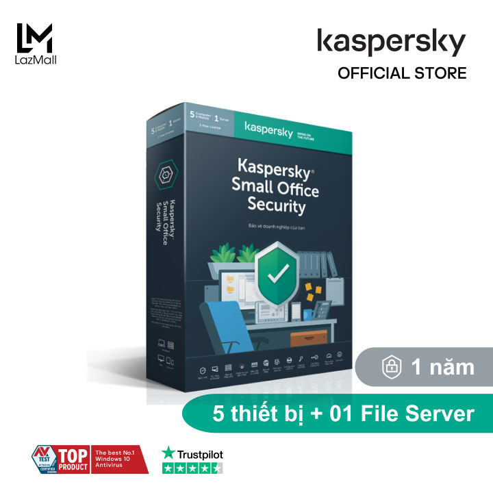 BOX Phần mềm diệt virus Kaspersky Small Office Security 5 PCs + 5 Mobile +  1 File Server KSOS5U Cho doanh nghiệp nhỏ 