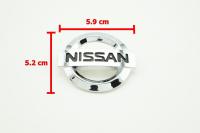 ป้ายโลโก้ NISSAN พลาสติกสีโครเมี่ยม ขนาด 5.9X5.2 cm ติดตั้งด้วยเทปกาวสองหน้ามีขาเสียบด้านหลัง