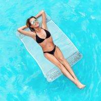 【LZ】►  Inflável Water Hammock Recliner Fila flutuante portátil Colchão de ar de PVC com lantejoulas Adulto Piscina Party Toys