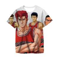 Slam Dunk Kids T Shirt Japanese Anime Leisure Tees Short Sleeve Crewneck T-Shirt Pure Cotton Children Clothing